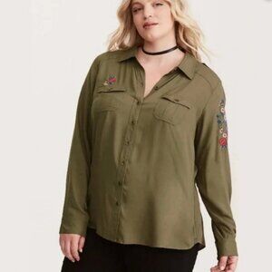 Torrid Embroidered Utility Shirt